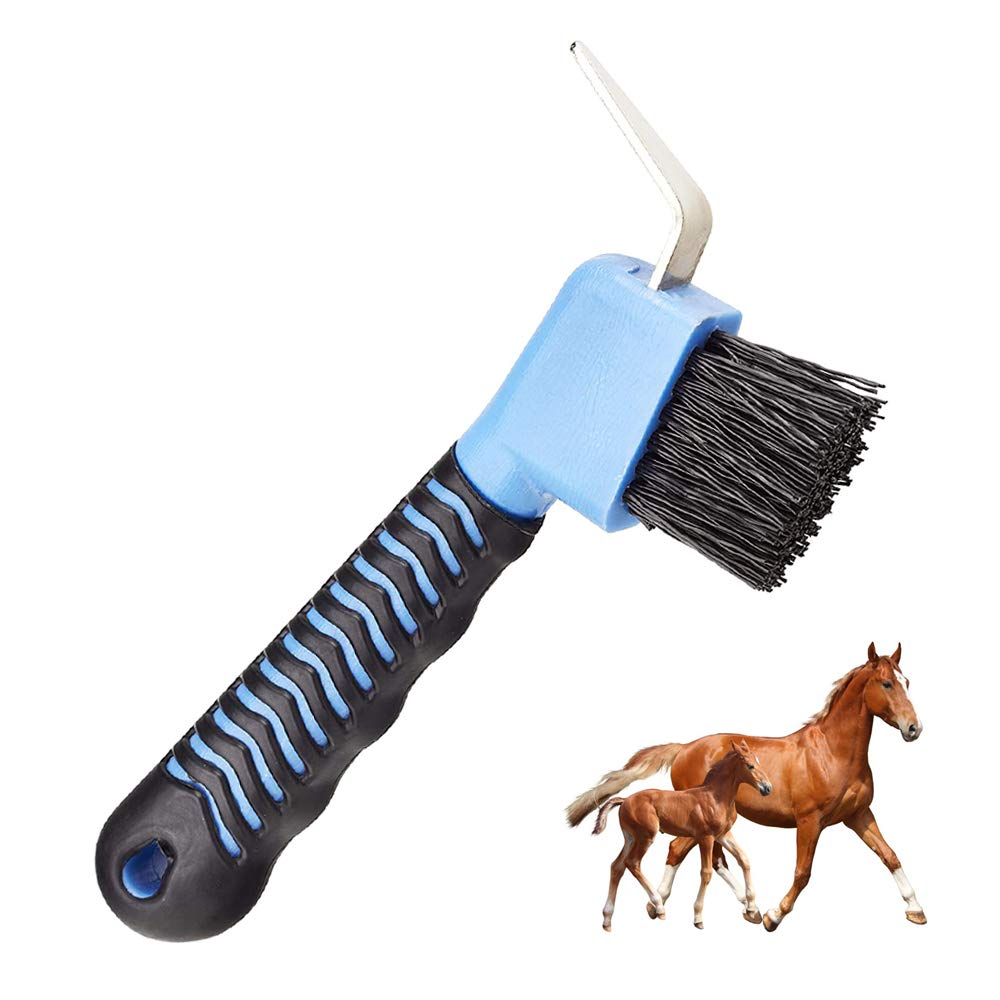 Gobesty Rubber Horse Brush, Rubber Hoof Pick with Brush Horse Grooming