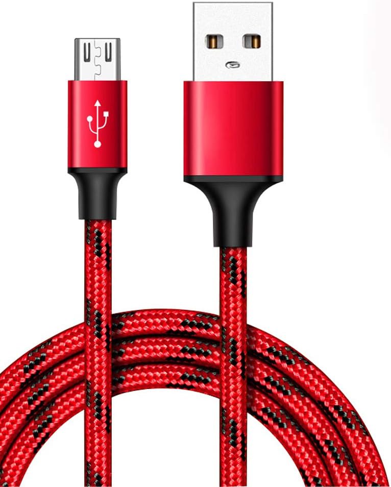 Seaskyer 5M Durable Nylon Woven Micro USB Data Cable Fast Charging Line Wire Cord for Samsung Galaxy Huawei Xiaomi Android Cellphones (Red)