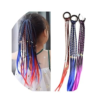 Amazon Com 3 Pcs Pack Colored Wig Braid Hair Elastic Hair Ties