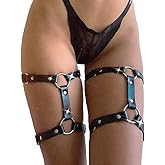 BODIY Leather Leg Harness Black Punk Garters Belts Rave Thigh Holster Strap Halloween Body Accessories for Women Pack of 2