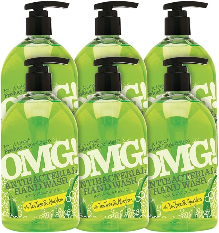 OMG Antibacterial Hand Soap 500ml 6 Pack Tea Tree Moisturising Kills 99.9%