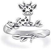Cute Giraffe Ring for Women - 925 Sterling Silver Giraffe Ring Cute Animal Adjustable Hypoallergenic Jewelry Gift