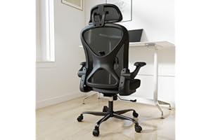 Keratee Ergonomic Office Chair with Adjustable Lumbar Support and Headrest, Mesh Home Office Desk Chair with Flip-up Arms and