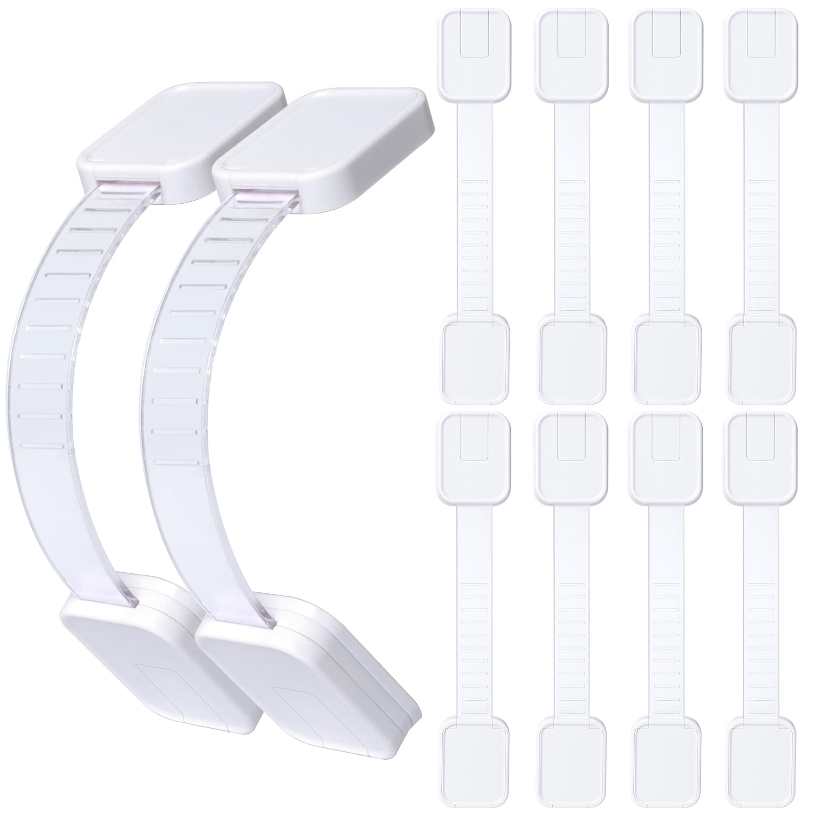 Photo 1 of 10-Pack Adhesive Baby proofing Strap Locks, Child Proof Cabinet Latches for Drawers, Microwave, Oven, Trash Can, Refrigerator, Toilet Lid, Adjustable No Drilling Need