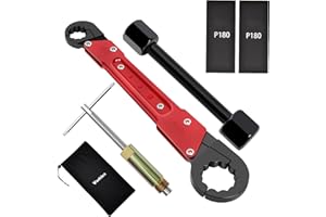 Vorhixa 6 Pcs Plumbing Tools Kit with Angle Stop Wrench & 1/2-Inch Compression Sleeve Puller, Professional Plumbers Wrench, Sandpaper and Storage Bag for Frozen/Corroded Angle Stop