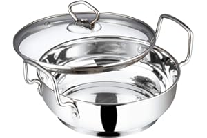 Vinod Stainless Steel Kadai with Glass Lid - 26cm, 3.9 Qt | Extra Thick SAS Bottom | Ideal for Deep Frying, Stir-Frying & Cur
