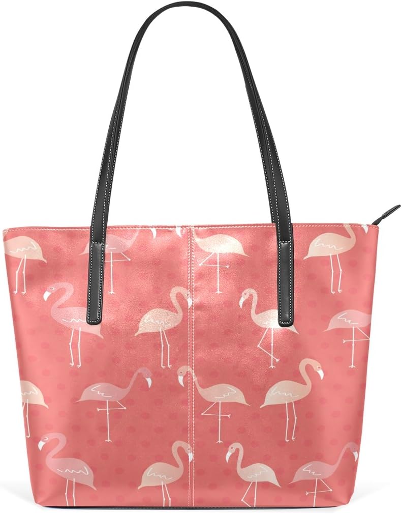 Womens Leather Handbags Cartoon Flamingo Purses Shoulder Tote Bags Satchel