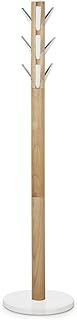 Umbra Flapper Garderobenständer – Kleiderständer mit 9 herunterklappbaren Aluminimum-Haken für Flur und Büro, Holz / Weiß - Natur
