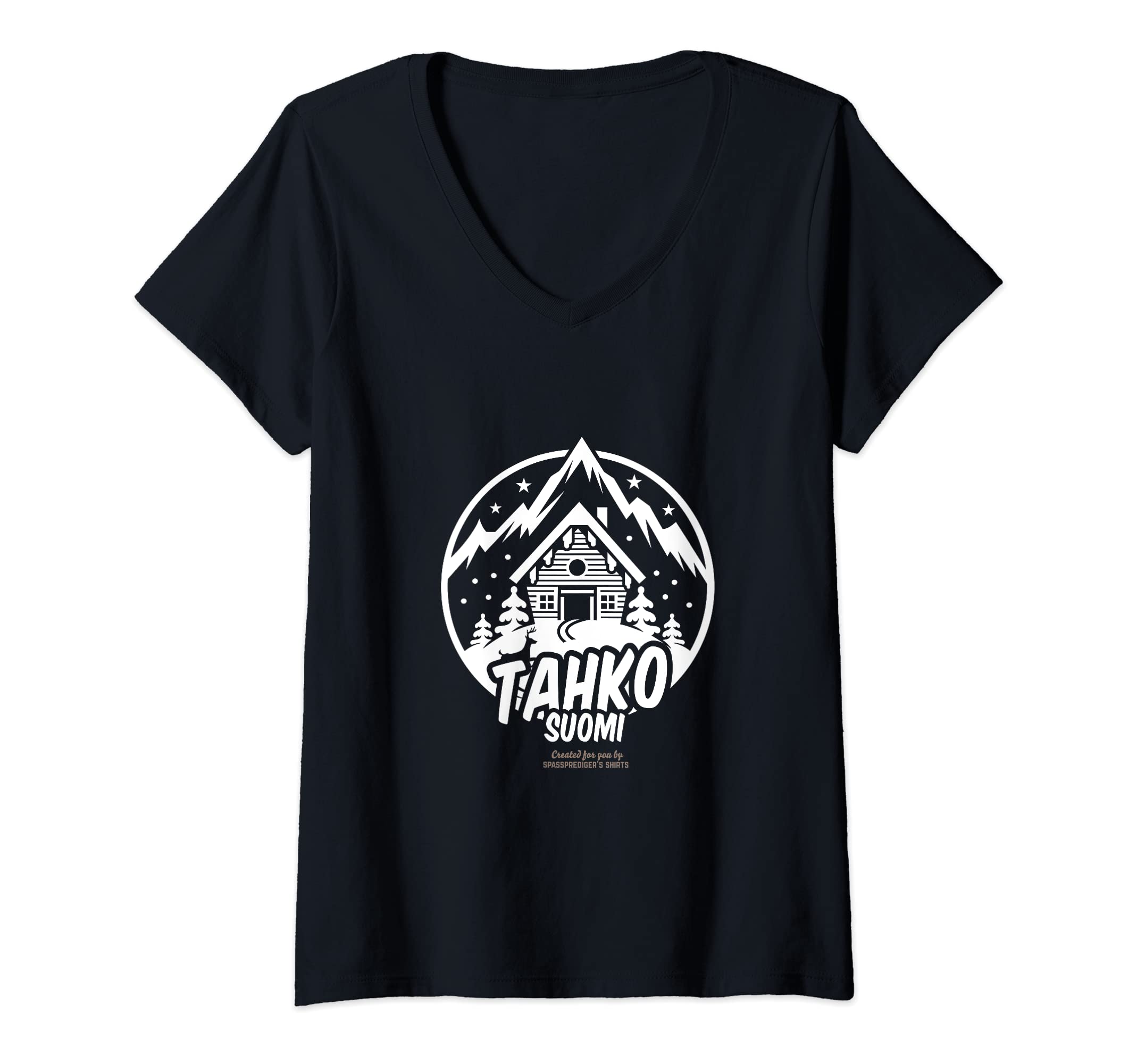 Womens Tahko Suomi Finland Name of Ski Resort and Ski Lodge Tahko V-Neck T-Shirt