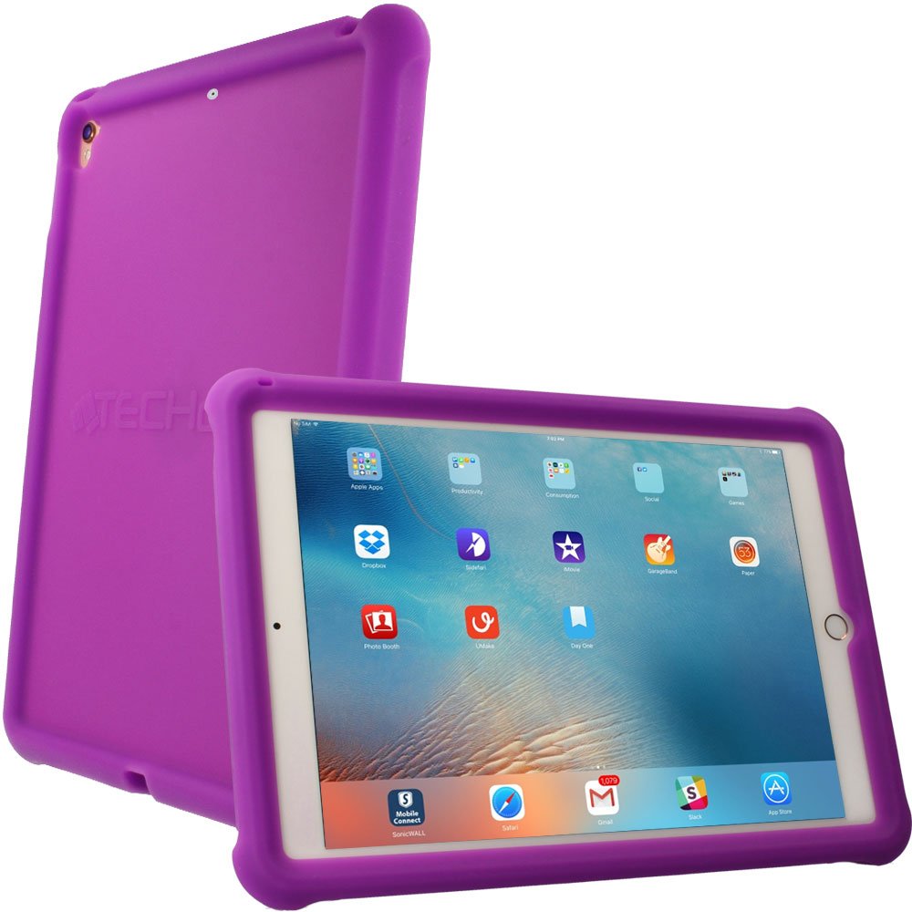 TECHGEAR Bumper Case fits Apple iPad Air 3 2019 / 3rd Gen, iPad Pro 10.5", Rugged Shockproof Soft Rubber Edge Protective Easy Grip Case + Screen Protector [Purple] - Kids & School Friendly Case