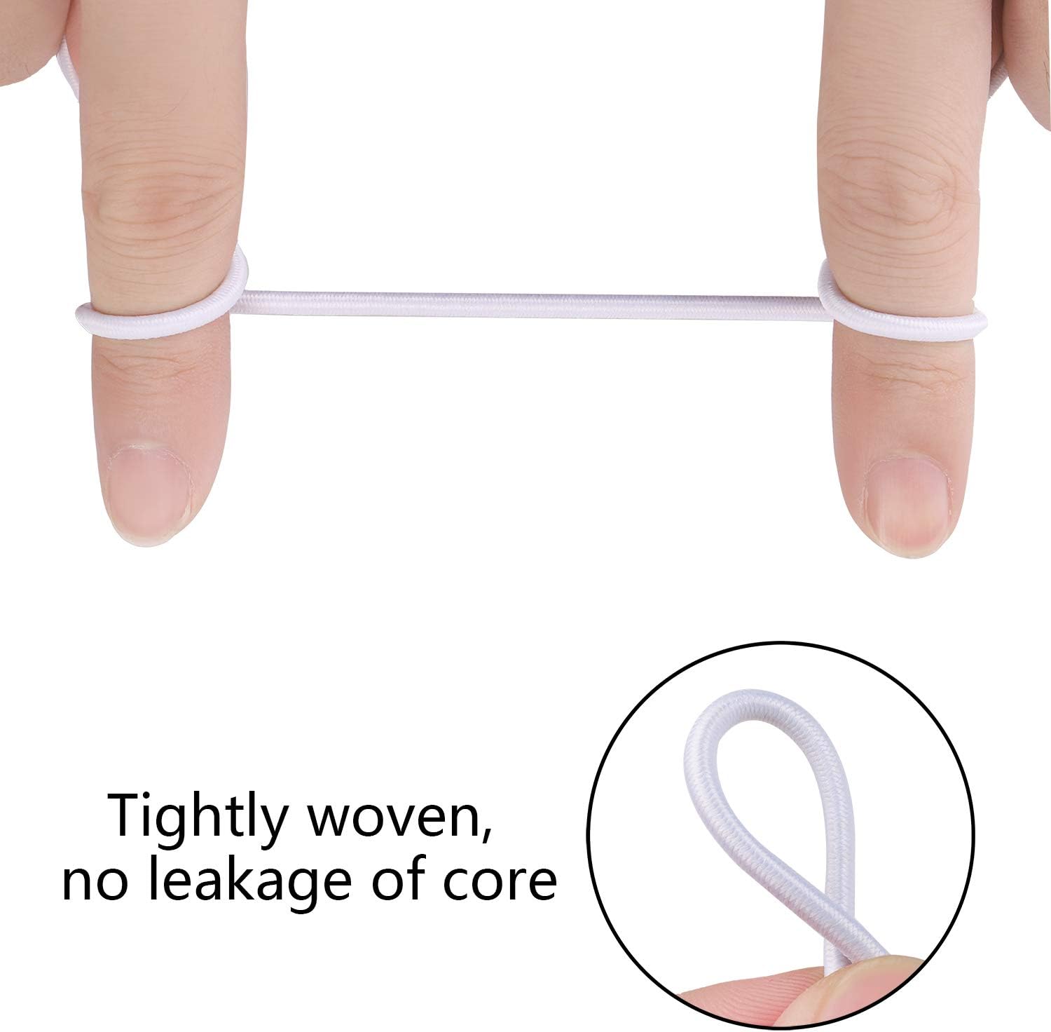 Aodaer Bungee Shock Cords Elastic Band Nylon Cords Heavy Stretchy String Rope for Marine Kayak, Tie Down, Trailer Strap or DIY Applications (1/8 inch x 12 feet, white) - - 
