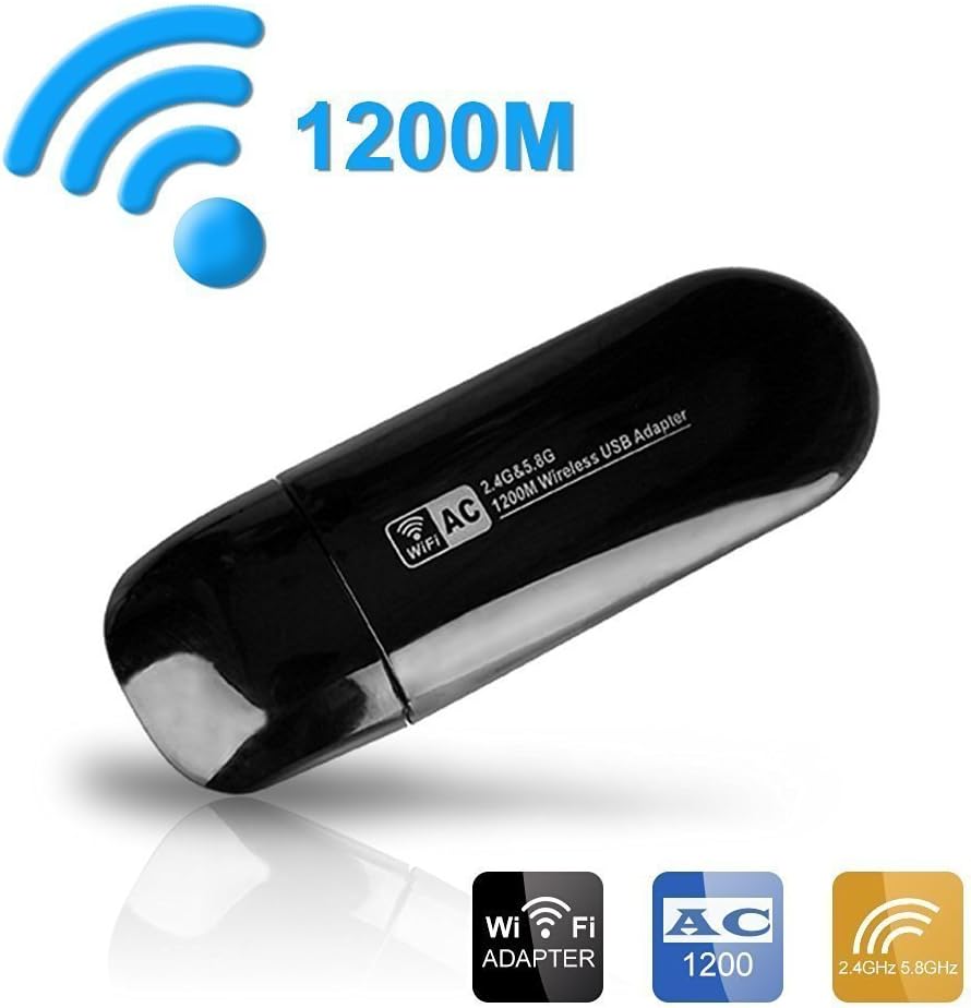 USB WiFi Adapter,ANEWKODI USB 3.0 Dual Band AC1200(866Mbps/300Mbps) 5dBi High Gain 802.11ac Wireless Network Adapter for PC Desktop Windows 10/8.1/8/7/Vista/XP/Mac/Linux
