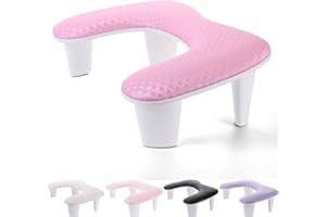 INENK Professional Nail Tech Hand Rest - U-shaped Manicure Arm Cushion, Large Microfiber PU Leather Pillow for Acrylic Nail Technicians (Bright Pink)