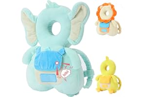 JUNNENG Head Safety Protector Pad for Baby Toddler Walker,Infant Talking Head Protection Backpack Cushion (Light Blue Elephant)