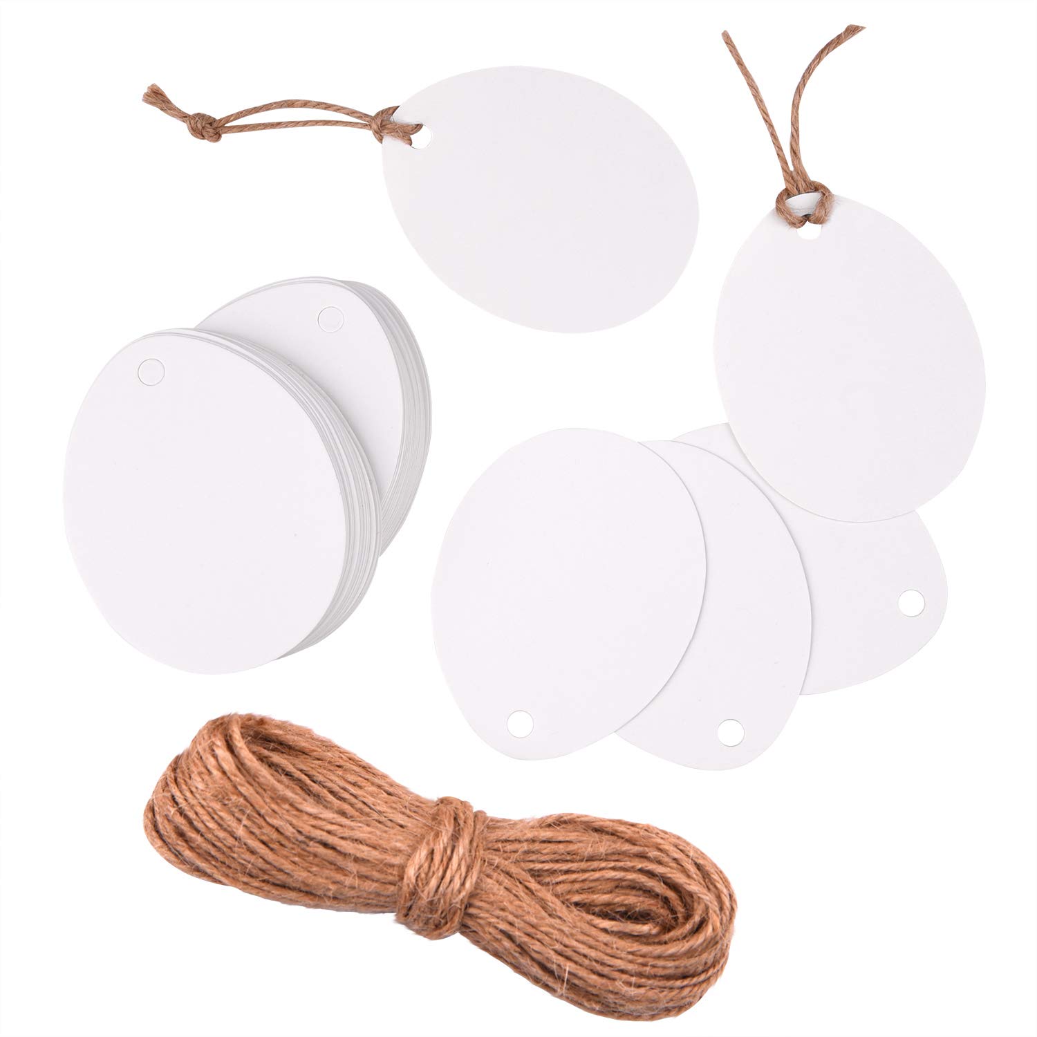 TUPARKA 60 Pcs Easter Egg Cards with Hanging Rope Easter Hanging Egg Decorations to Paint DIY Home Décor