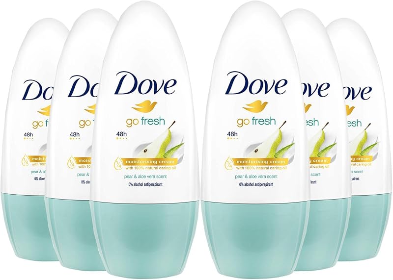 Dove Go Fresh Roll On Antiperspirant Deodorant Pear Aloe Vera 0% Alcohol 50ml 6