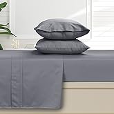 Tribeca Living King Fitted Sheet, Soft Egyptian Cotton Sateen Solid Sheets, Extra Deep Pocket, 500 Thread Count, Luxury Bedding, Steel Grey