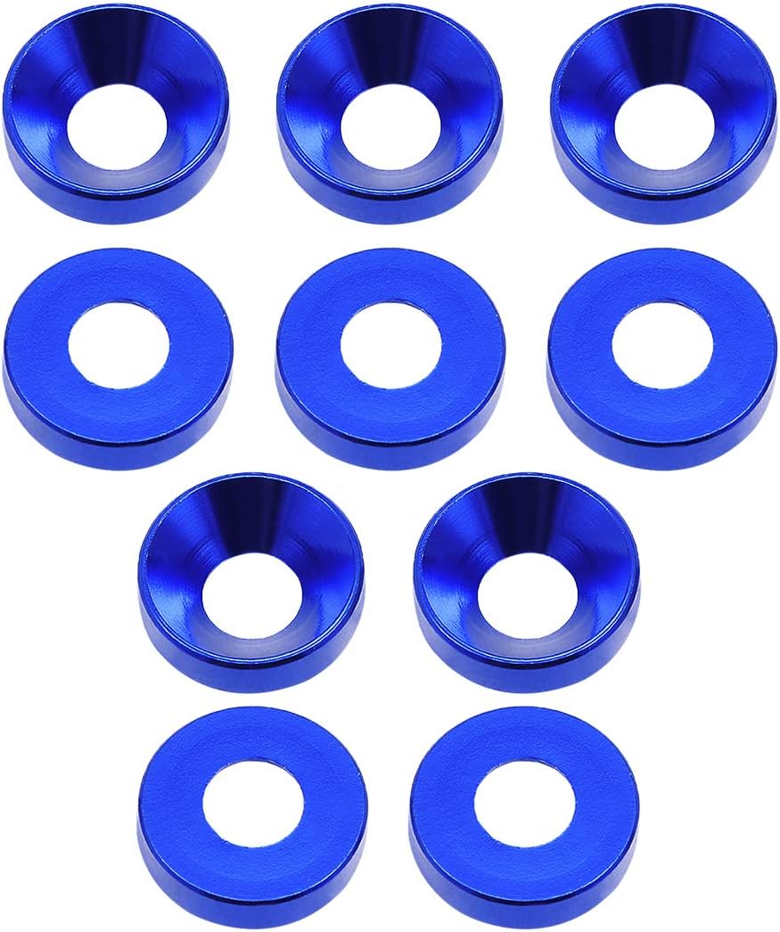 sourcing map 10Pcs 0.47" x 0.2" x 0.13" Aluminum Alloy Countersunk Washer for Screw Bolt Dark Blue