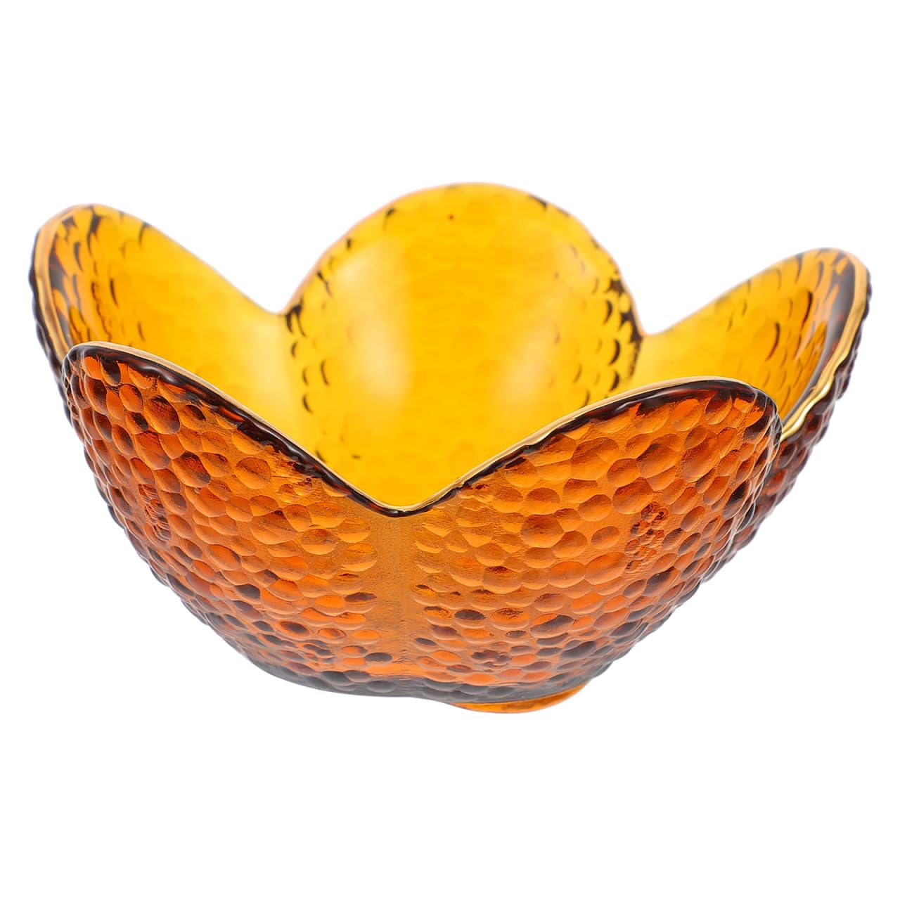 FUNOMOCYA Gold-Edged Glass Lotus Fruit Plate 2.2 Inch Elegant Dessert Bowl Candy Storage Tableware for Home Parties