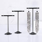 AUTODECO Black Earring T Shape Stand Detachable Metal Earring Display Storage Rack for Photography Jewelry Props Show Closet Retail Store Display 3 Pcs, T Shape