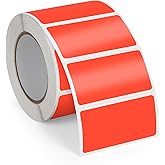 FINDAT Red Thermal Labels 1 × 2 Inch Vinyl Rectangular Waterproof Direct Printer Sticker Self-Adhesive Perforated Name Tag for Logo DIY QR Design Office Address 500 PCS