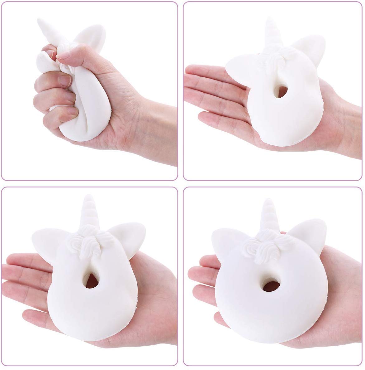LEEHUR 4Pcs DIY White Animal Slow Rising Squishies Pack Party Favors Jumbo Blank Kawaii Soft Creamy Unicorn Horse Panda Donut Squishy Squeeze Sensory Toys Stress Anxiety Relief for Kids Adults