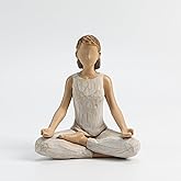 ShineOnAngel Yoga Meditation Statue, 5" Yoga Girl Statue, Living Room Bedroom Decoration, Girl Seated in a Peaceful Lotus Position, Woodcut Carving, Hand Painted Resin, Home Decor