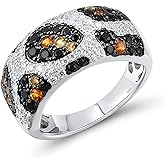 Santuzza 925 Sterling Silver Snakeskin Pattern Gemstone Cubic Zirconia Statement Ring for Women