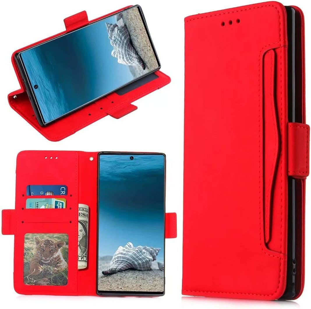 For Xiaomi Redmi Note 8 Pro Case, Shockproof PU Leather Flip Wallet Cover with Magnetic Stand Card Holder ID Slot Folio Soft TPU Bumper Slim Protective Case Skin for Xiaomi Redmi Note 8 Pro red