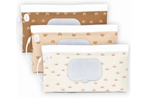 LETHOOLY 3 Pack Baby Wipes Dispenser，Baby Wipe Holder for Travel，Boho Wipes Container， Reusable Wet Wipes Pouch Portable refillable Wipe Holder for Travel