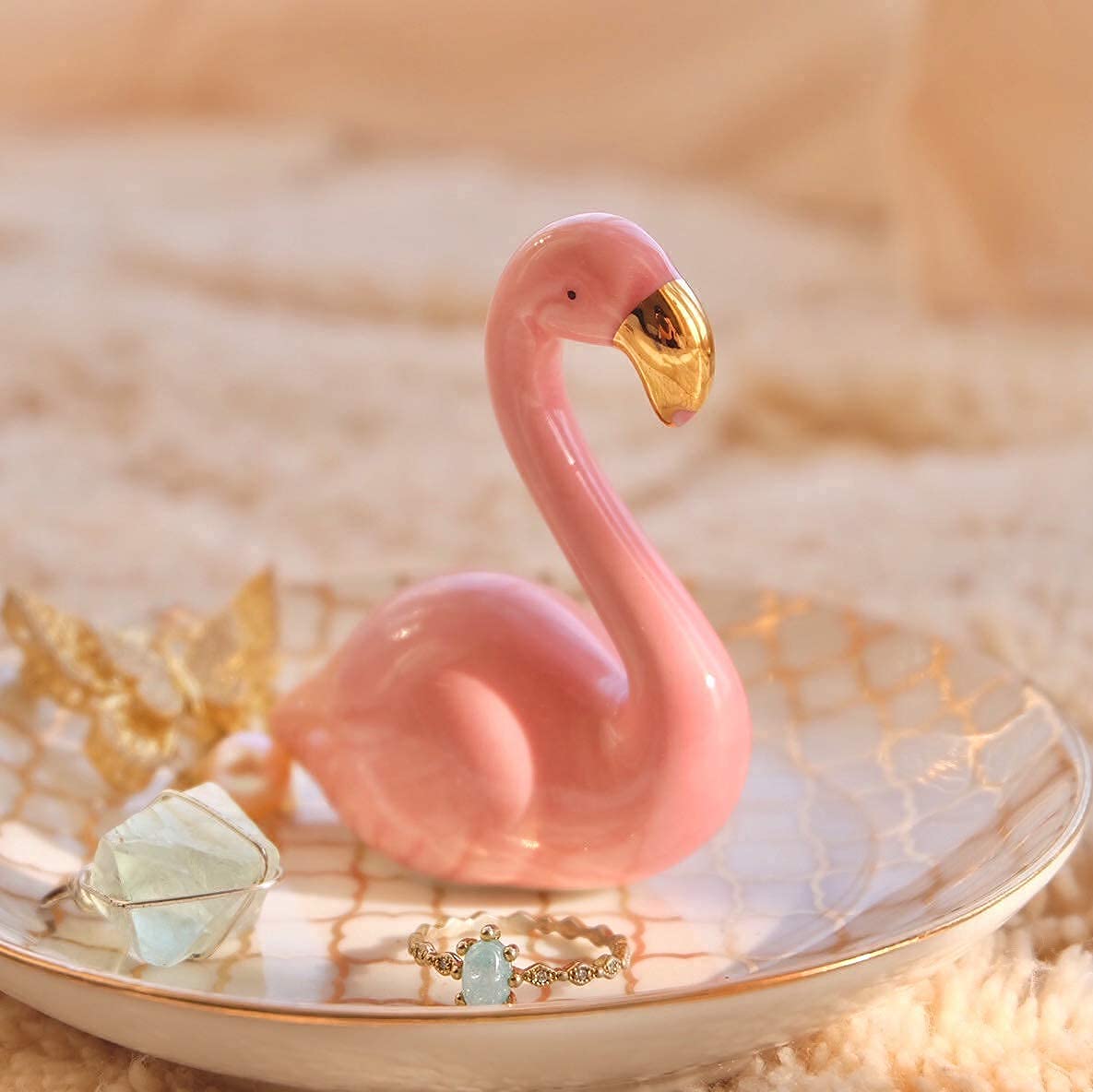 PUDDING CABIN Flamingo Ring Holder for Jewelry Trinket Tray Flamingo Gifts for Women Girls Friend Her Mom Christmas Thanksgiving Gifts Birthday Mothers Day Valentines Gifts Flamingo Decor