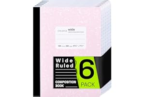 ONAVIA Composition Notebook Wide Ruled 6 Pack, 200 Pages (100 Sheets), 9-3/4 x 7-1/2, Marble Composition Books Bulk, Notebooks for School, Work, Office, Hard Cover Comp Book, School Supplies, Pink