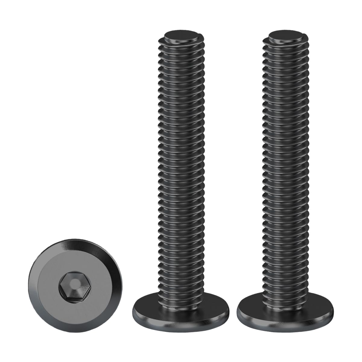Drenky 20 Pack Hexagon Furniture Bolts, M5 X 35mm Flat Hex Bolt Hex Socket Flanged Button Head Screws Bolts Fully Thread Black Joint Connector Bolts, Hardware Screw