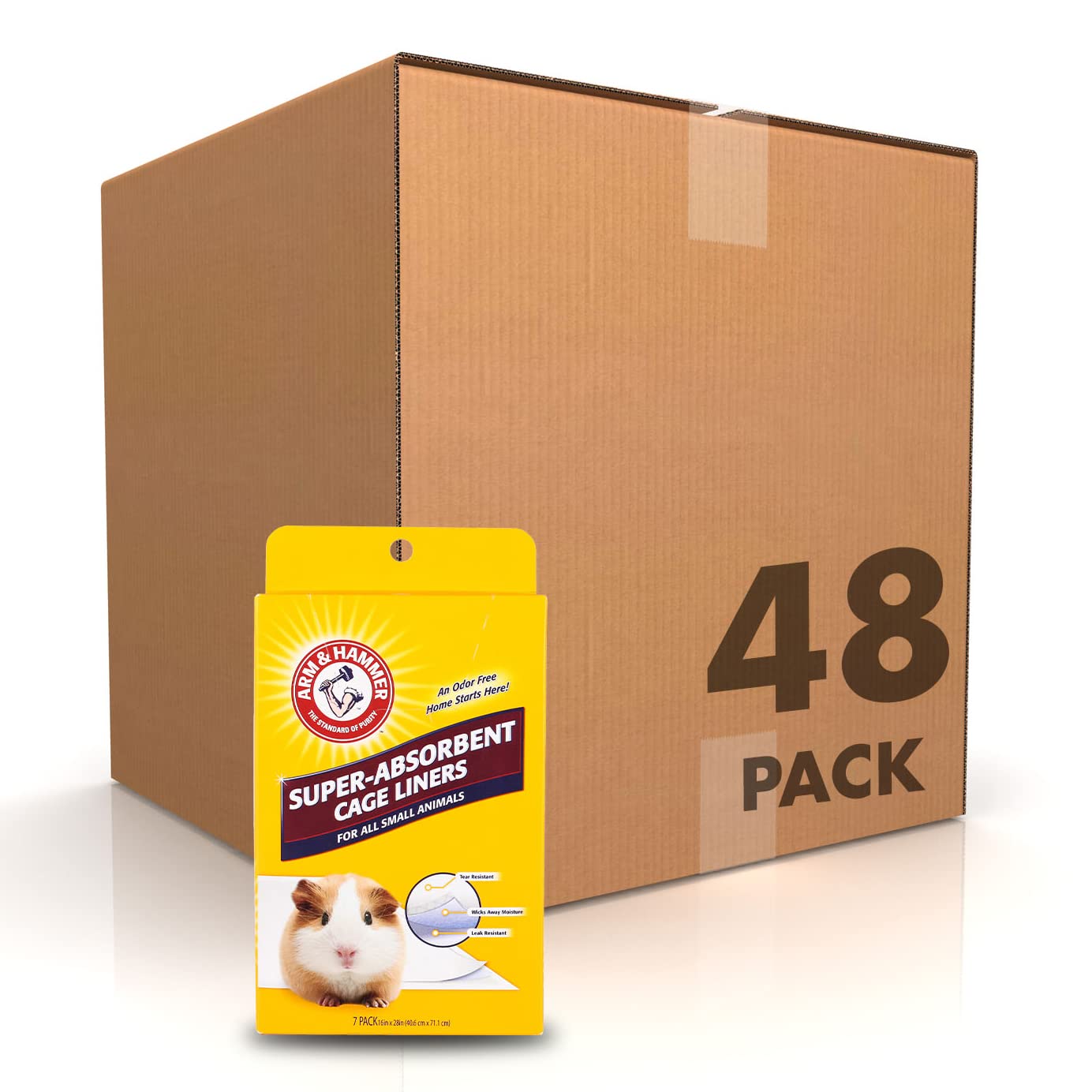 Arm & Hammer for Pets Super Absorbent Cage Liners for Guinea Pigs, Hamsters, Rabbits & All Small Animals Best Cage Liners for Small Animals (Pack of 48, 336 Count Toal)