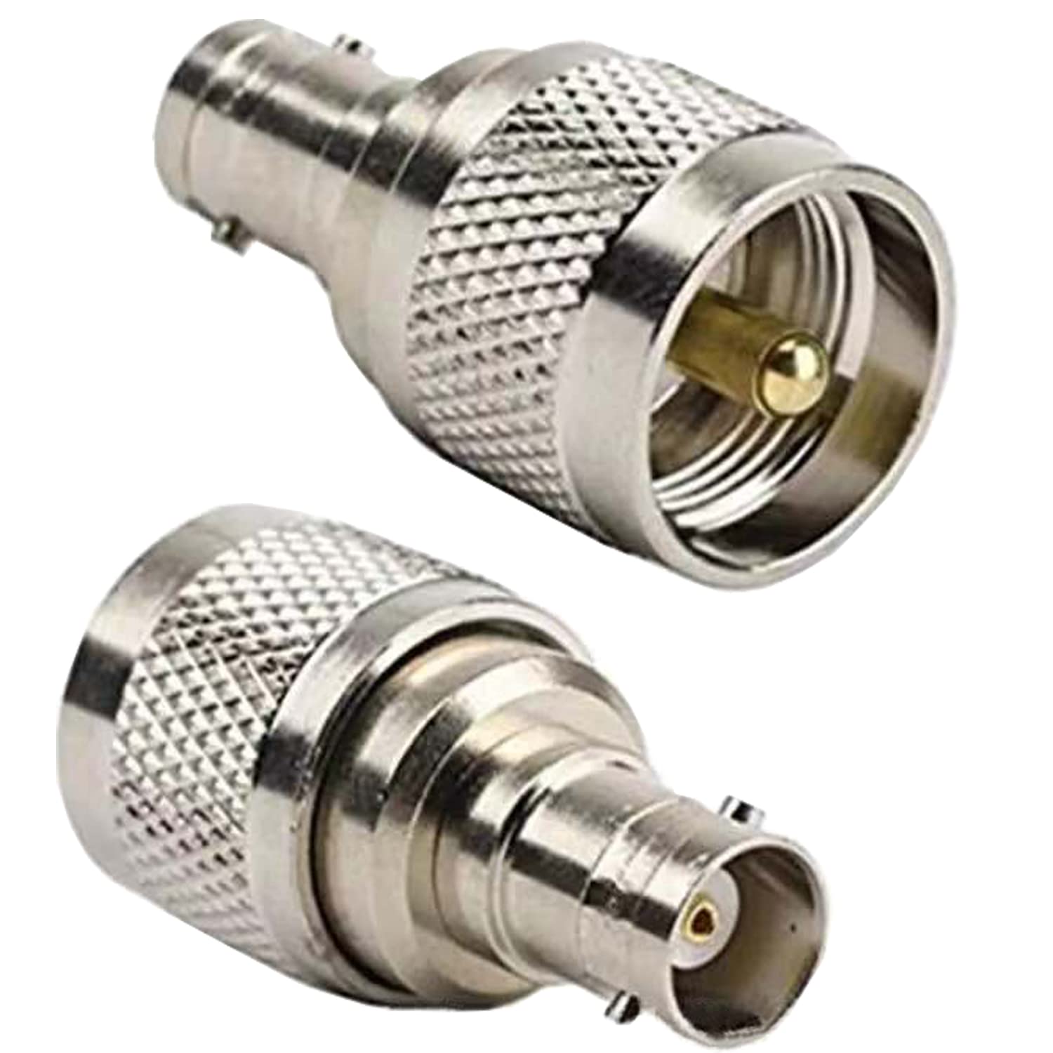 Fohevers 2 Pcs UHF Male PL259 to BNC Female Antenna Adapter for TV Wireless LAN Devices Wi-Fi Radios Television Broadcasting Cellular Signals — image 1