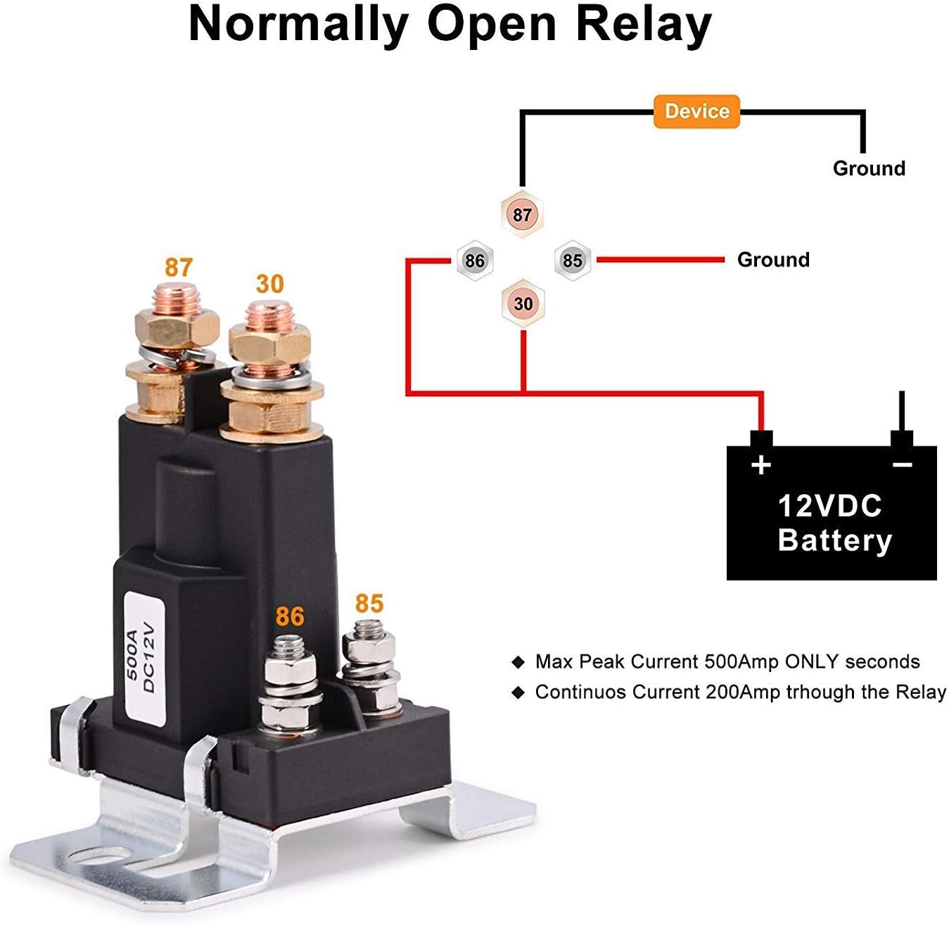 DollaTek High Current Starter Relay 500 AMP DC 24V 4 Pin SPST Car Auto Start Contactor Double Batteries Isolator Control On/Off Switch - Image 5