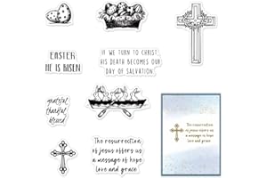 ESTIVAUX Easter Religion Cross Clear Stamps for Card Making and Journaling, Easter Eggs Silicone Stamps Easter Words Rubber Stamps for Scrapbooking DIY Cards Album Crafts Supplies