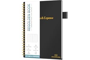 REGOLDEN-BOOK Income & Expense Tracker, Accounting Bookkeeping Ledger Book for Small Business –Accounting Ledger Record Notebook with Pocket, Man & Women, 53Weeks(8.5"x5.5")，Black