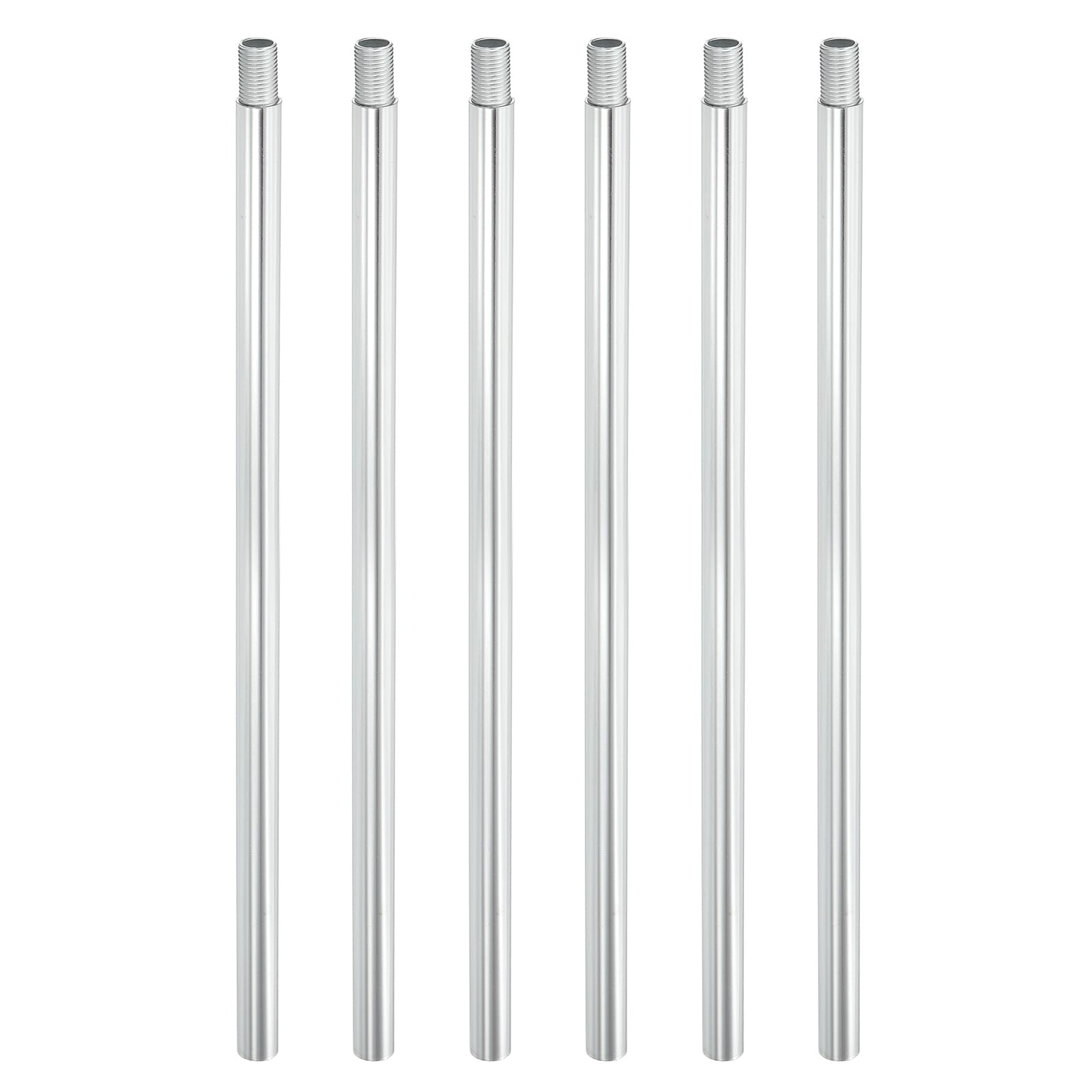 PATIKIL Threaded Extension Rod, 6 Sets 10" M10 x 1mm Fine Thread Lamp Pipe with Lamp Pipe Nipples for Pendant Light Island Lighting Chandeliers Stems, Silver Tone