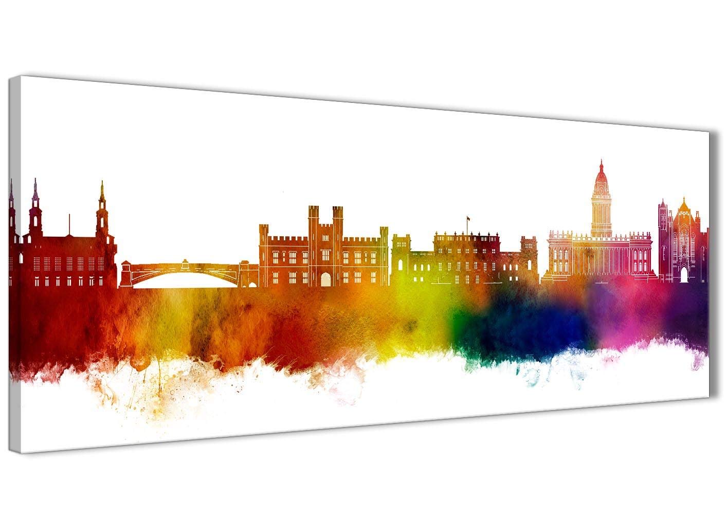 Leeds Skyline Canvas Wall Art Pictures - Multi Coloured - 1p492s - 94cm wide