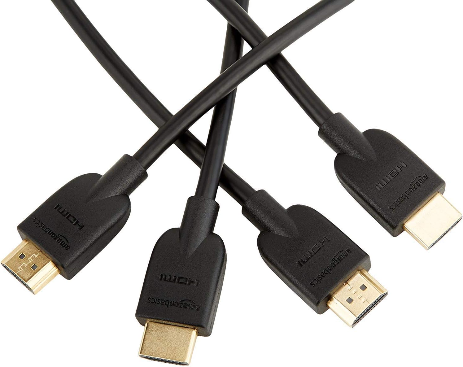 Amazon Basics 4K HDMI Cable 0.9m, 3 pack - 18Gbps High Speed with Ethernet, 4K@60Hz, 2160p, Black, 0.9 m