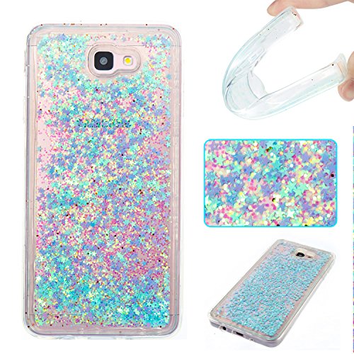 Galaxy J7 V Case, J7 Perx Case, J7 Sky Pro Case, J7V Case,Tina Flowing Liquid Floating Luxury Bling Glitter Sparkle Crystal Clear Soft TPU Silicone Back Cover Hard Case for Samsung Galaxy J7 2017