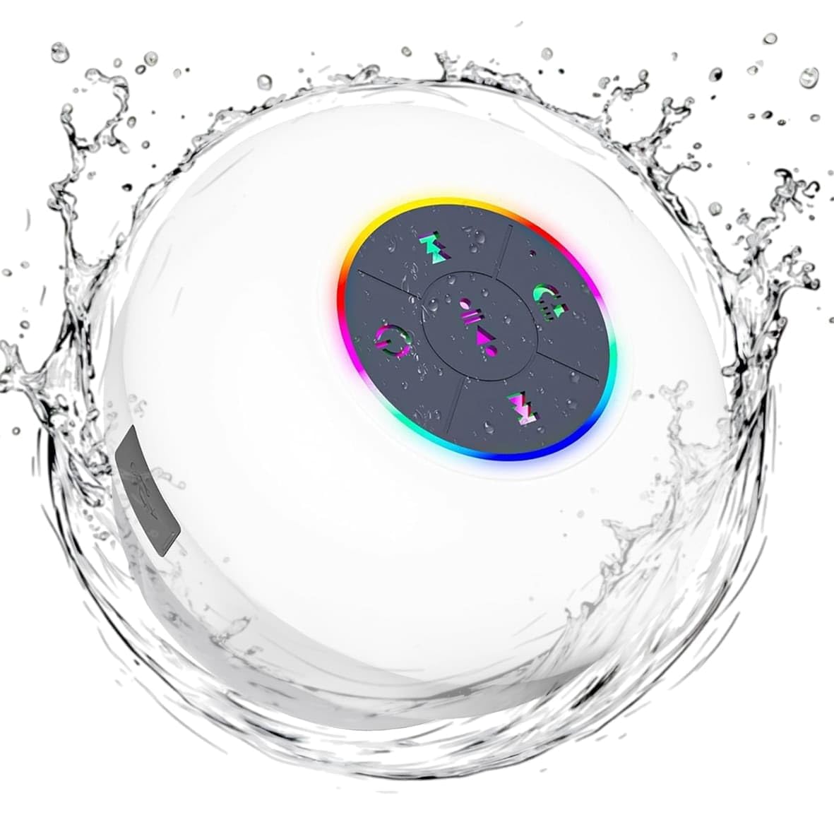 Photo 1 of Luzsco Bluetooth Shower Speaker with LED – Portable Wireless Mini Speaker with Mic & Suction Cup, IPX4 Water Resistant for Shower, Travel, Pool, River Floating, and Outdoor Fun (White)