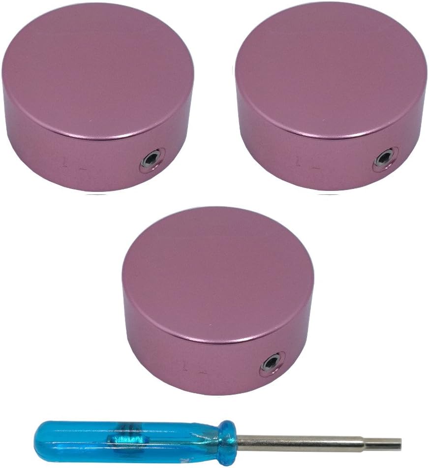 3 pcs Guitar Pedal Footswitch Stomp Switch Aluminum Top Topper Cap (icedpink)