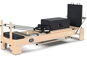 STSERT ZONE Pilates Reformer, Pilates Reformer Machine, Pilates Equipment for Home and Studio, Black Ultrafine Leather, Adjustable Resistance System