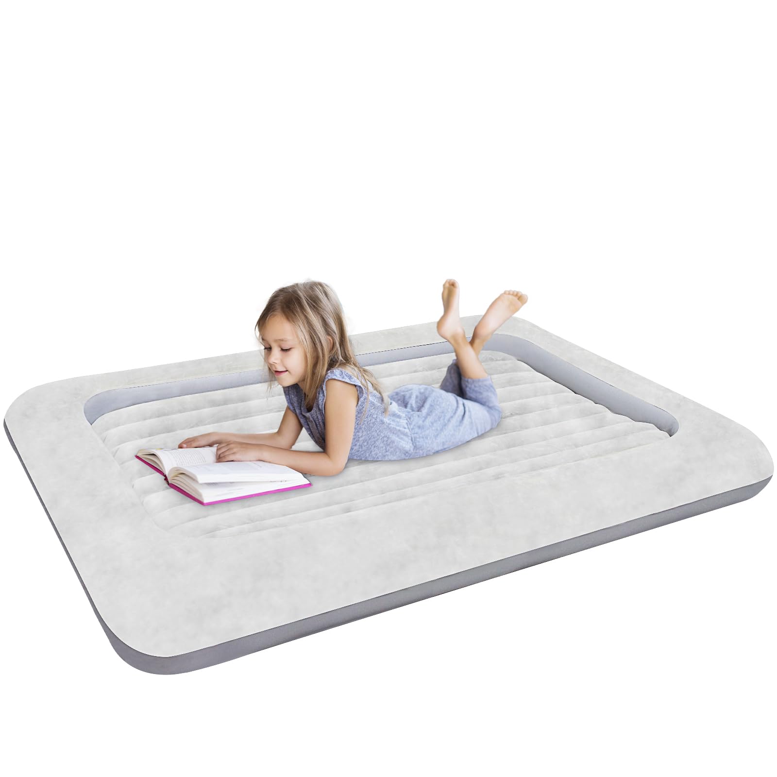 Photo 1 of EQURROY Air Mattress for Kids?Portable Fast Kid air Mattress, Portable Toddler Inflatable Travel Bed, Surface with Plush Smooth Comfortable Ideal for Living Room, Room and Outdoor Camping use?Gray?