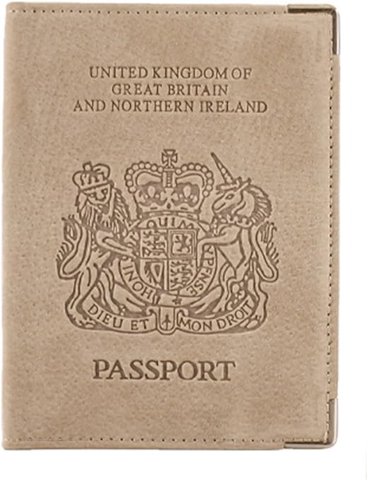 REAL SUEDE LEATHER UK PASSPORT WALLET, LEATHER PASSPORT COVER IN BEIGE