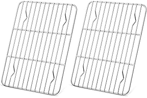 2 Pack Cooling Rack for Baking, Homikit 8.7 * 6.3 Inch Small Stainless Steel Metal Roasting Grilling Cooking Racks, Fits Smal