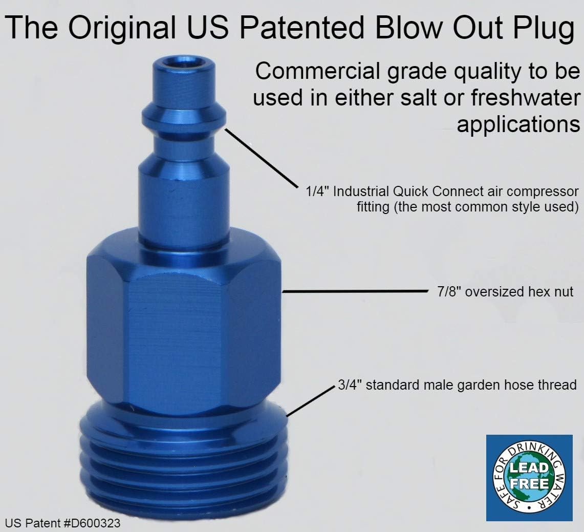 Winterize Mfg. Heavy-Duty Quick Connect Air Compressor Blow Out Plug for RV, Travel Trailer, or Boat: Automotive