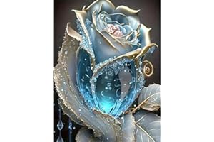 BOHADIY Rose Diamond Painting Kits for Adults-Flower Diamond Art Kits for Adults,Round 5D Floral Gem Art Kits for Adult DIY Crafts Kits Gift Home Wall Decor Gifts16x12inch